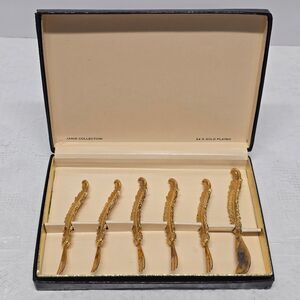 Janis Collection Hors d'oeuvre Gold Appetizer 5 Picks Forks & 1 Spread Knife